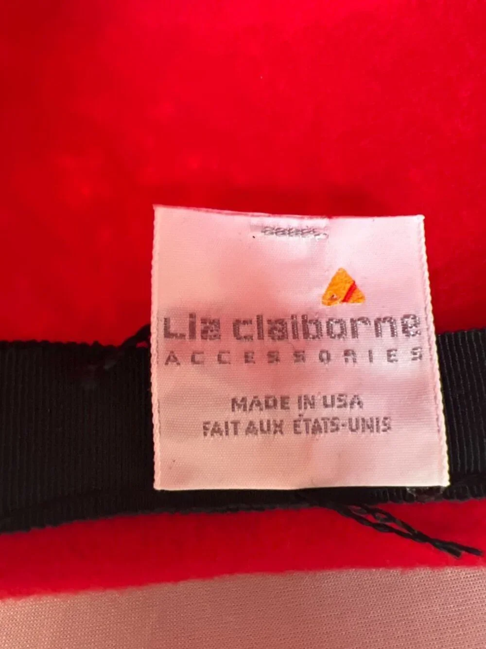 Vintage  Liz Claiborne Red Wool Dress Hat Black Ribbon USA 1980s 1990s